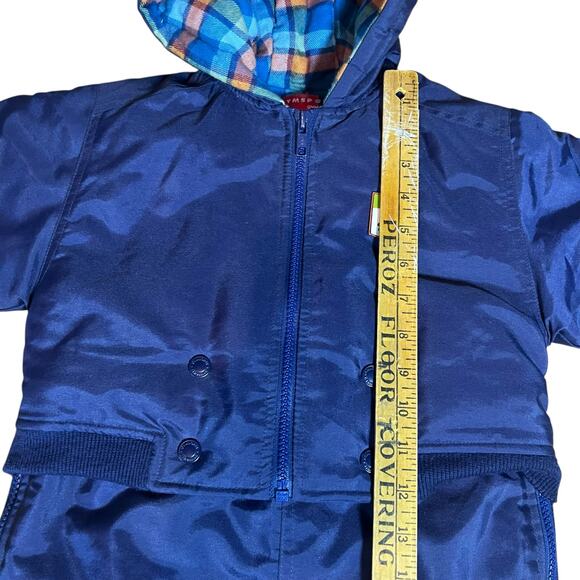 Vintage Gymboree Gymsport navy blue /plaid lined snowsuit coat pants 1-2 yr old - Picture 6 of 11